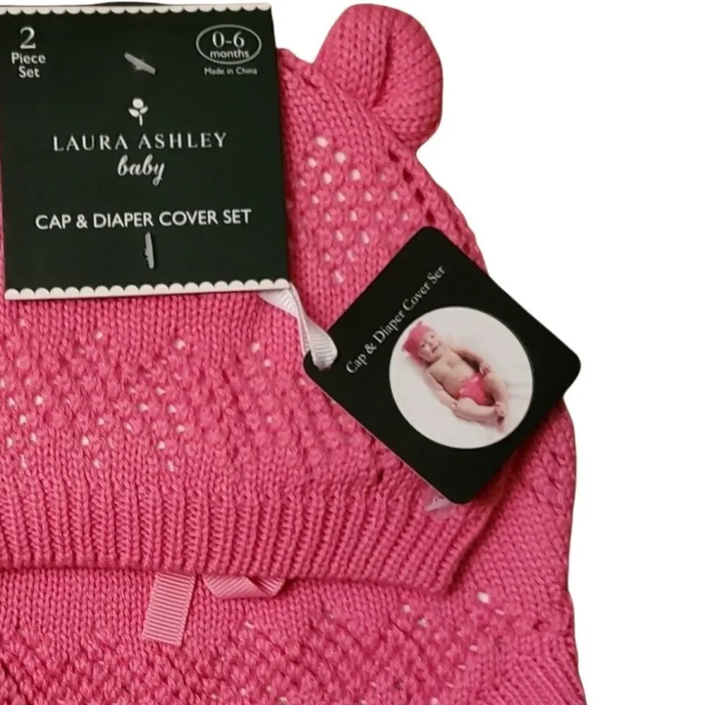 NWT Laura Ashley Baby Knit Cap & Diaper Cover